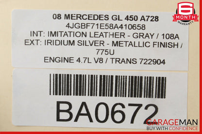 06-12 Mercedes ML450 GL450 Rear Right Side Quarter Window Regulator Motor Unit