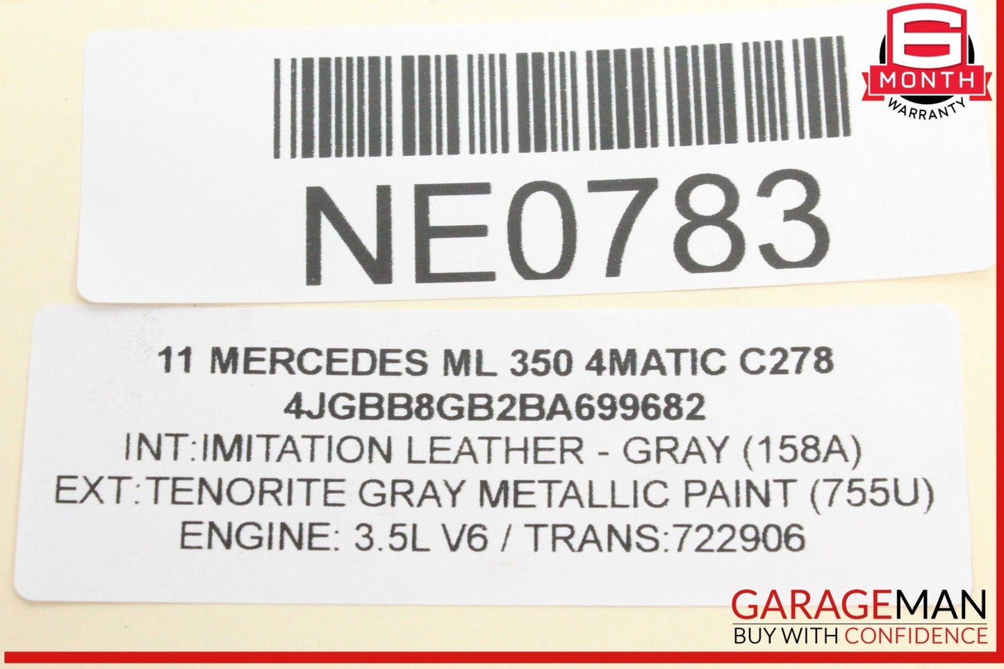 06-11 Mercedes W164 ML350 Front Right Passenger Side Exhaust Manifold Header OEM