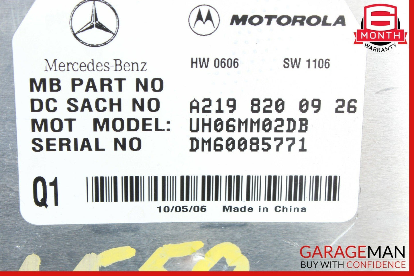 06-09 Mercedes R230 SL550 CLS63 AMG Communication Control Module 2198200926 OEM