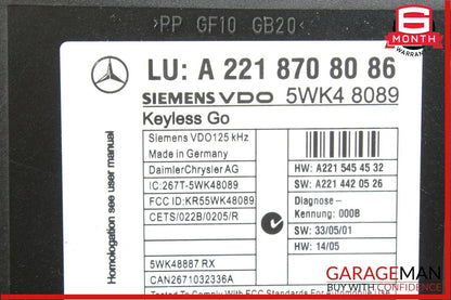 07-13 Mercedes W221 S550 S600 Door Keyless Go Entry Control Controller Module