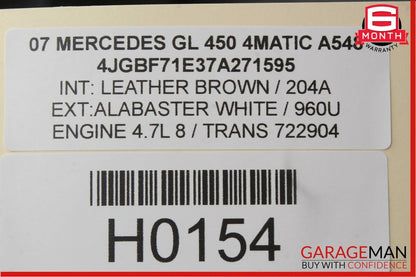 07-12 Mercedes X164 GL450 Rear Right Side Complete Interior Door Panel Brown