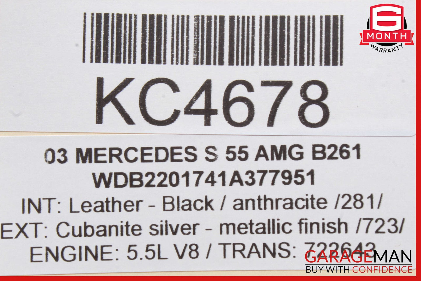 00-06 Mercedes W220 S55 S500 CL55 AMG Front Relay Fuse Box 2205450301 OEM