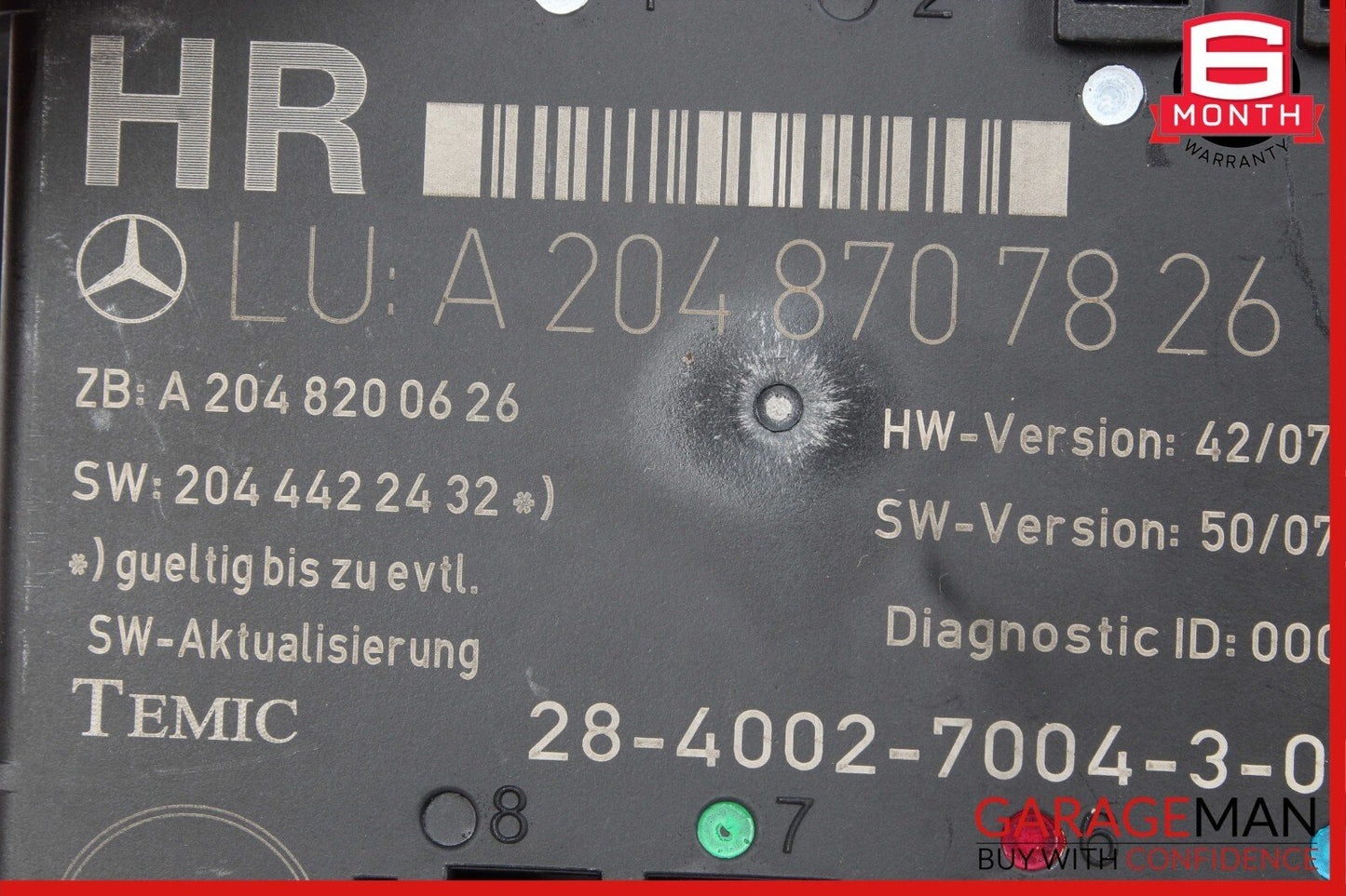 08-11 Mercedes W204 C300 C350 C63 AMG Rear Right Side Door Control Module Unit