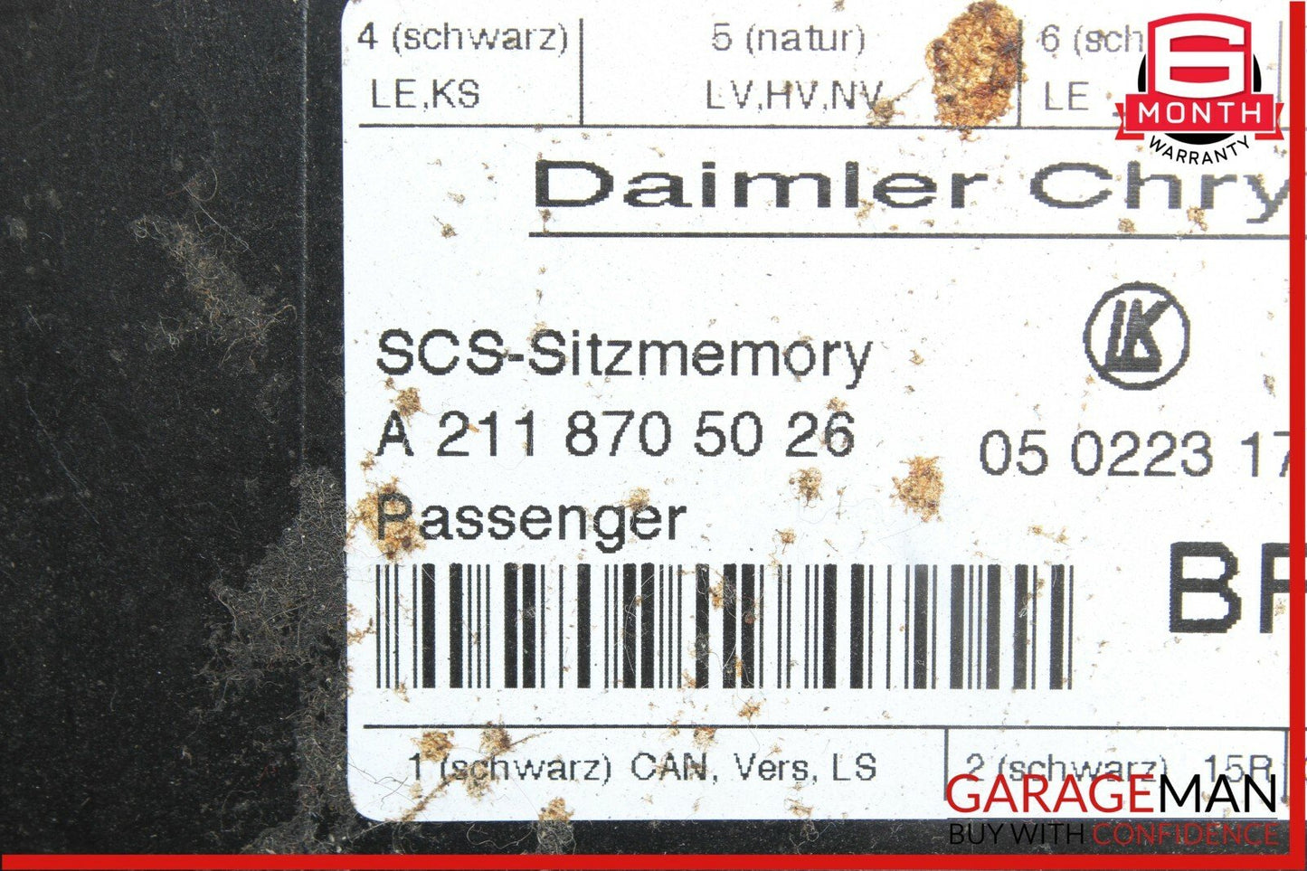 03-11 Mercedes SLK280 GL450 ML550 Front Right Passenger Side Seat Control Module