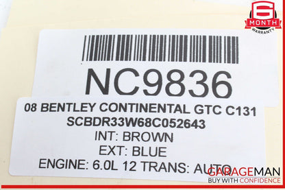 07-18 Bentley Continental GTC Left Driver Side Tonneau Hydraulic Lift Cylinder