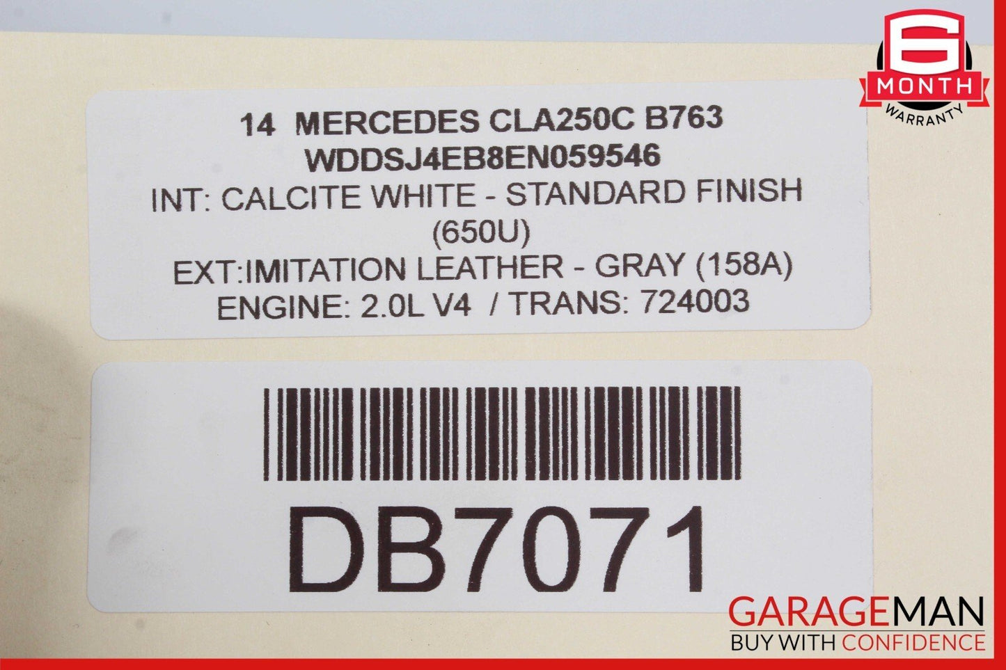 14-20 Mercedes W117 CLA250 Front Right Side Top Upper Seat Cushion Cover Gray