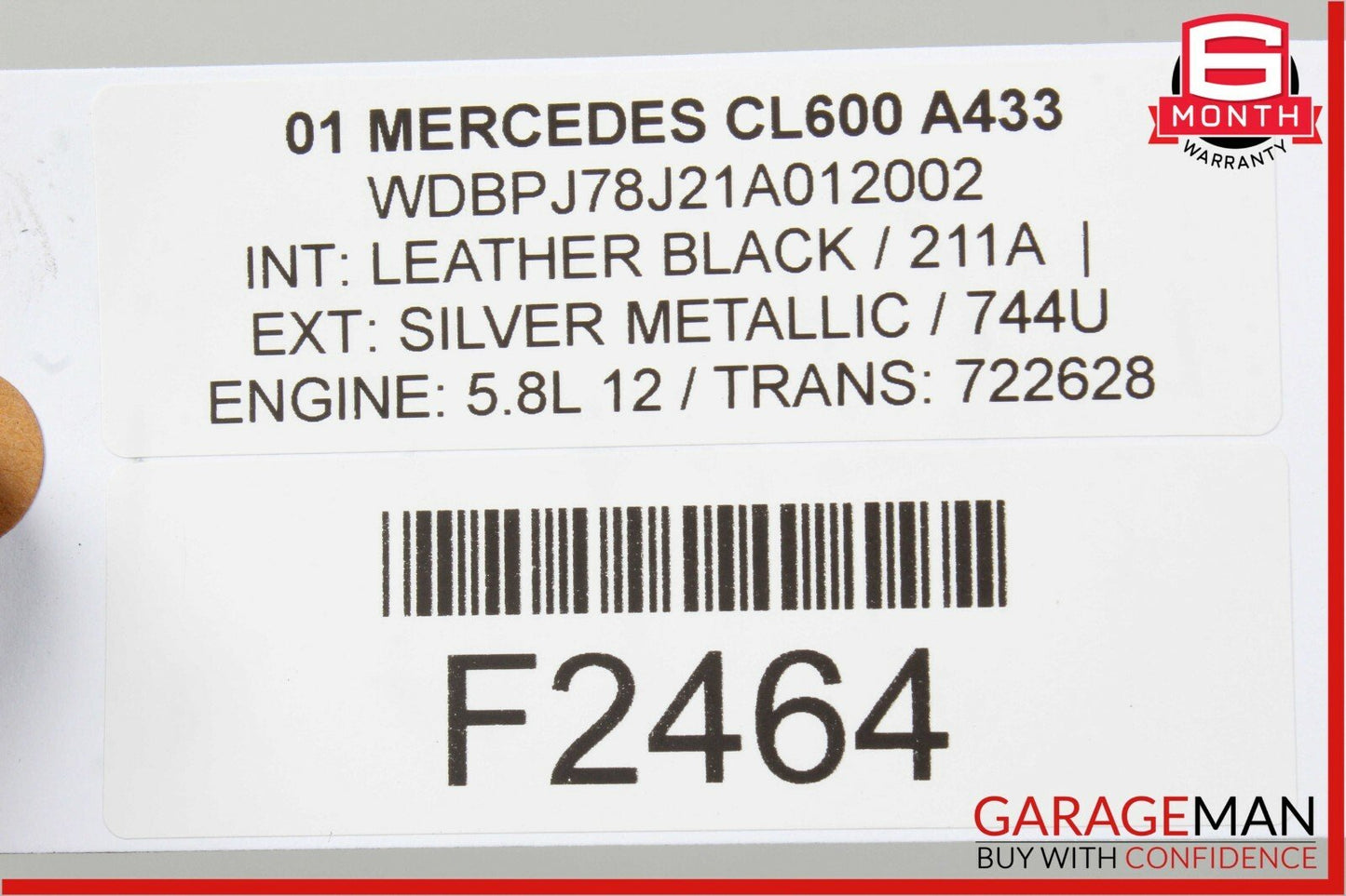 00-06 Mercedes W215 CL600 Rear Bumper Reinforcement Impact Crash Bar Rebar OEM
