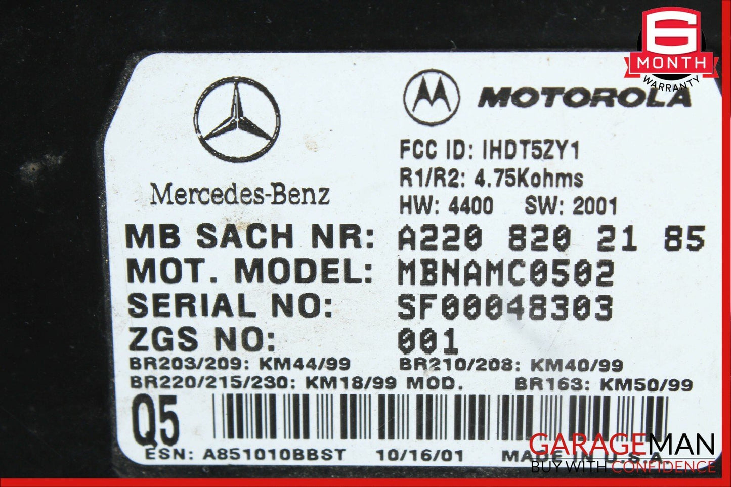 06-12 Mercedes W251 R250 SL500 Telephone Phone Bluetooth Voice Control Module