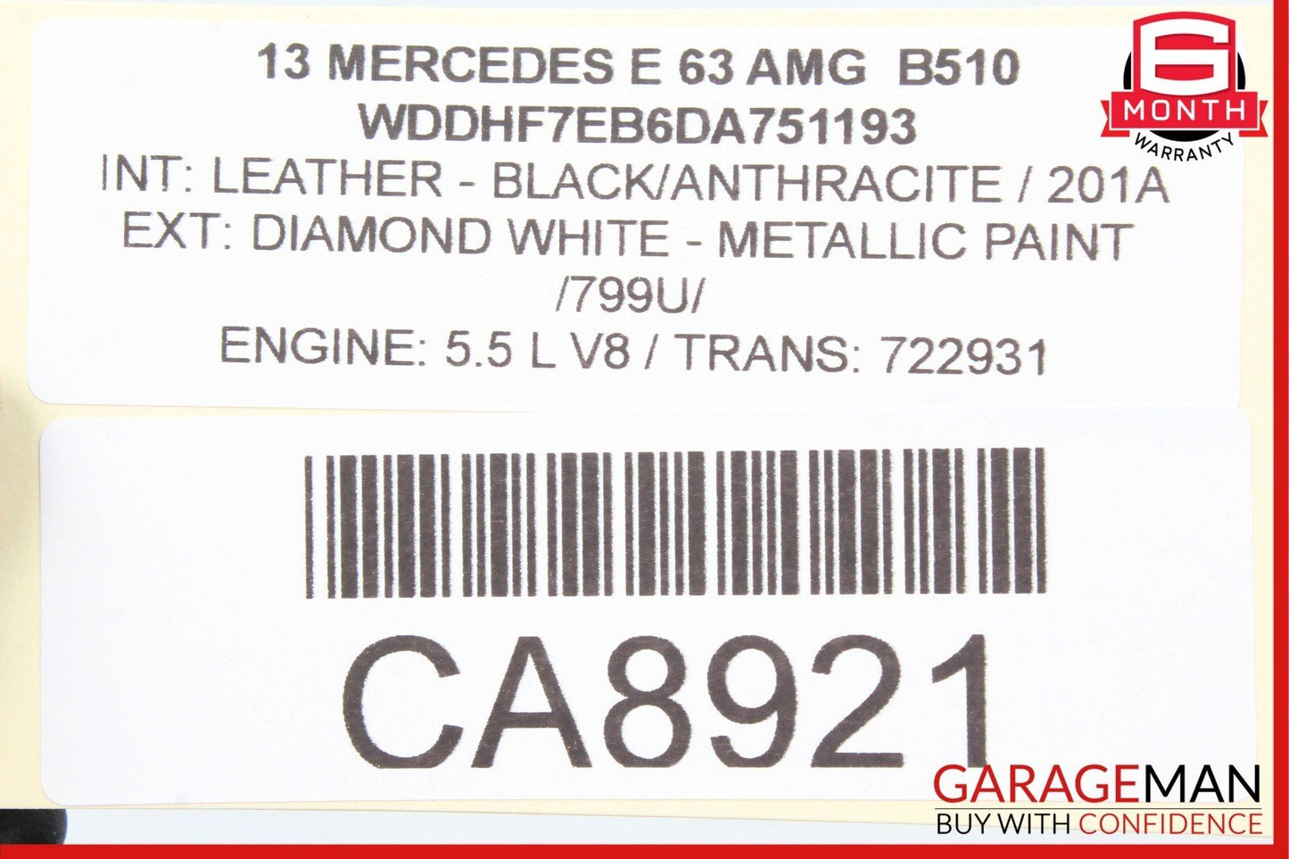 10-16 Mercedes W212 E63 AMG E350 E400 C300 Interior Rear View Mirror Black OEM