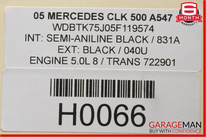 03-09 Mercedes W209 CLK500 Front Right / Left Side Seat Headrest Head Rest Black