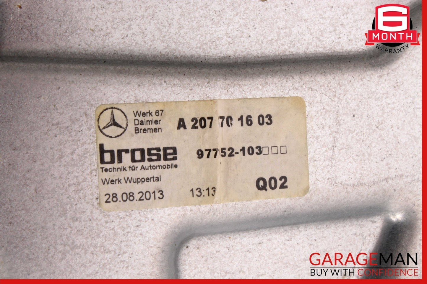 10-16 Mercedes W207 E350 E400 Rear Right Window Regulator Motor Plate Frame OEM