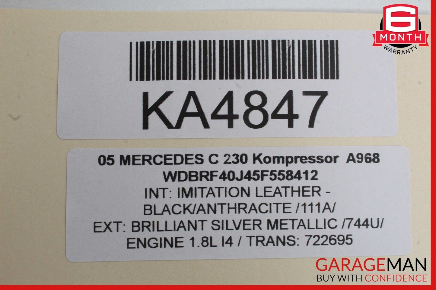 01-07 Mercedes W203 C230 Front Right Side Sun Visor Sun Shade Sunshade Grey OEM