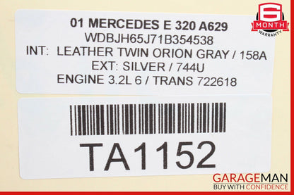 98-02 Mercedes W210 E320 E500 Rear Overhead Dome Reading Map Light Lamp Grey