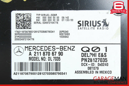 03-08 Mercedes GL450 CL600 E350 Sirius Satellite Radio Receiver 2118706790 OEM