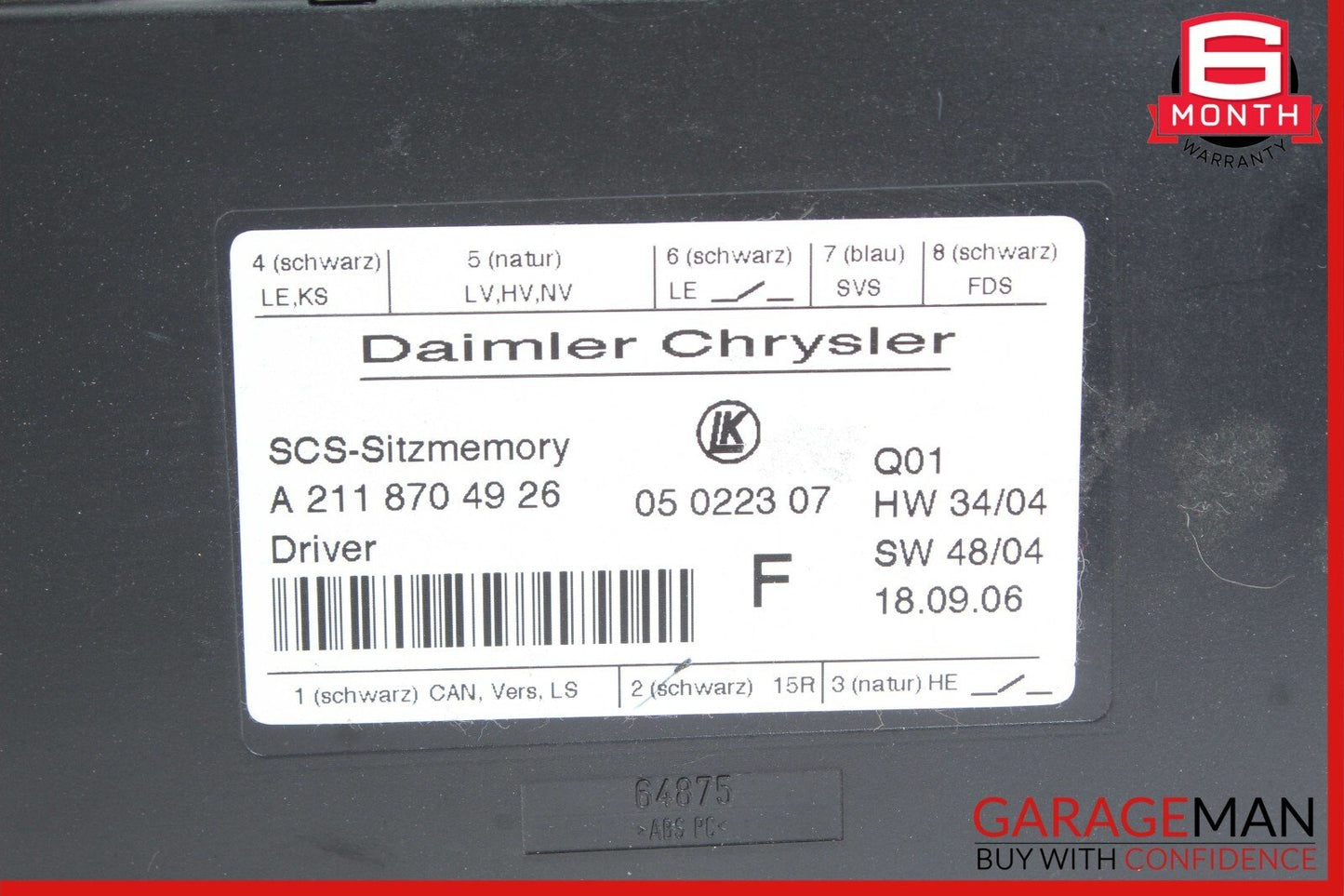 03-12 Mercedes W211 E350 CLS350 GL550 Seat Control Module Unit Front Left Side