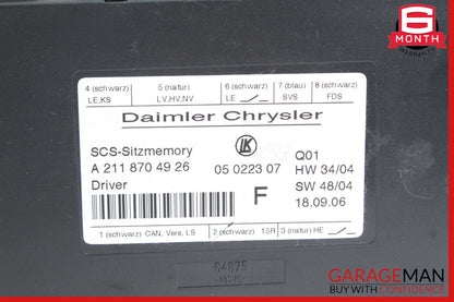 03-12 Mercedes W211 E350 CLS350 GL550 Seat Control Module Unit Front Left Side
