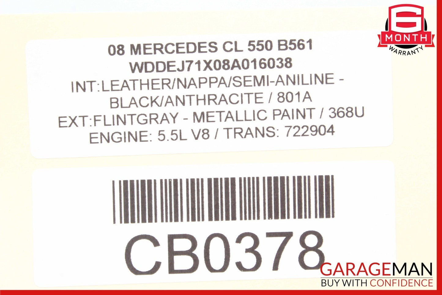 07-09 Mercedes W216 CL550 CL600 Front Left Side Mirror Door Rear View Gray OEM