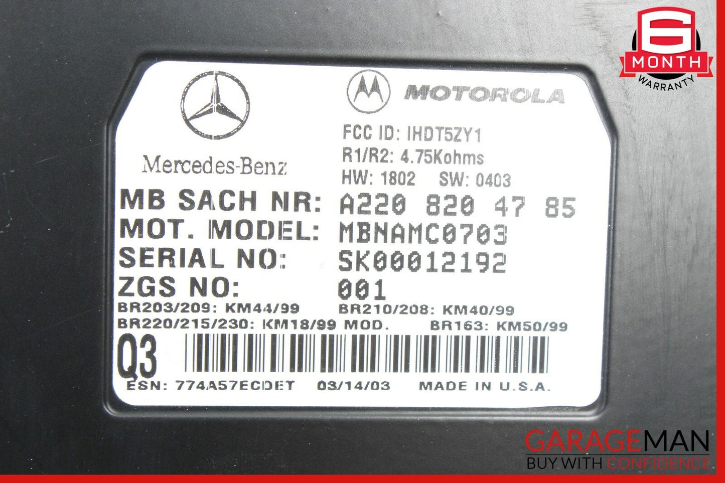 02-05 Mercedes W163 ML320 ML500 Voice Phone Communication Control Module OEM