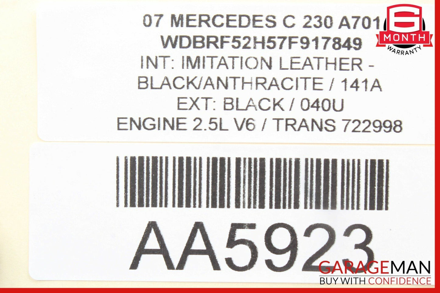 01-07 Mercedes W203 C230 C320 Rear Right & Left Side Shock Absorber Spring Set
