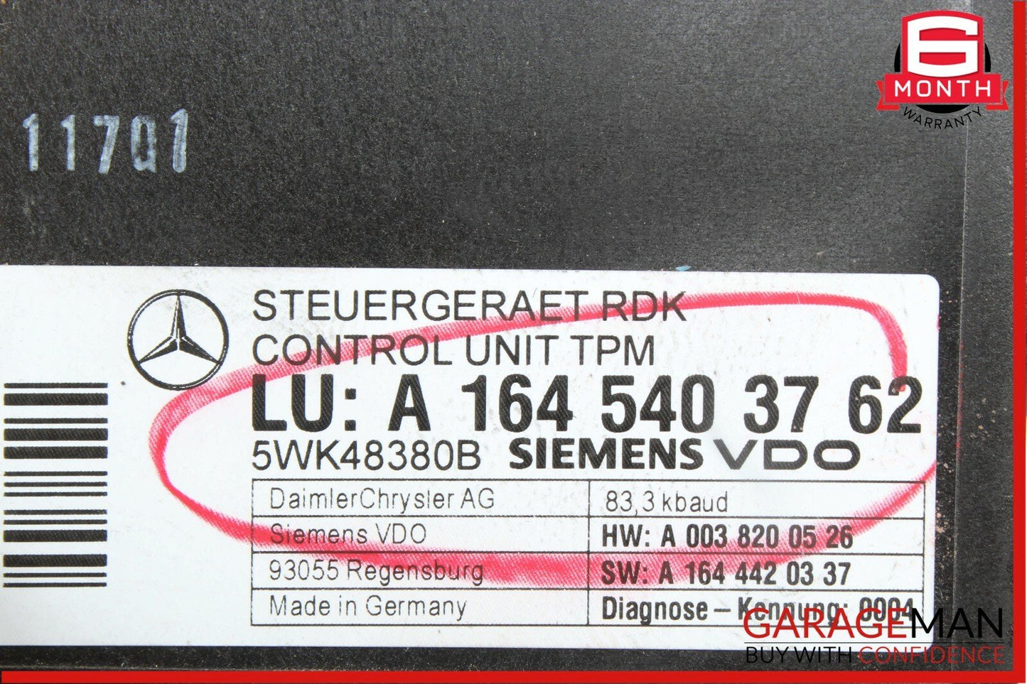 05-12 Mercedes CLK500 E350 E550 CL63 AMG TPMS Tire Pressure Control Module Unit