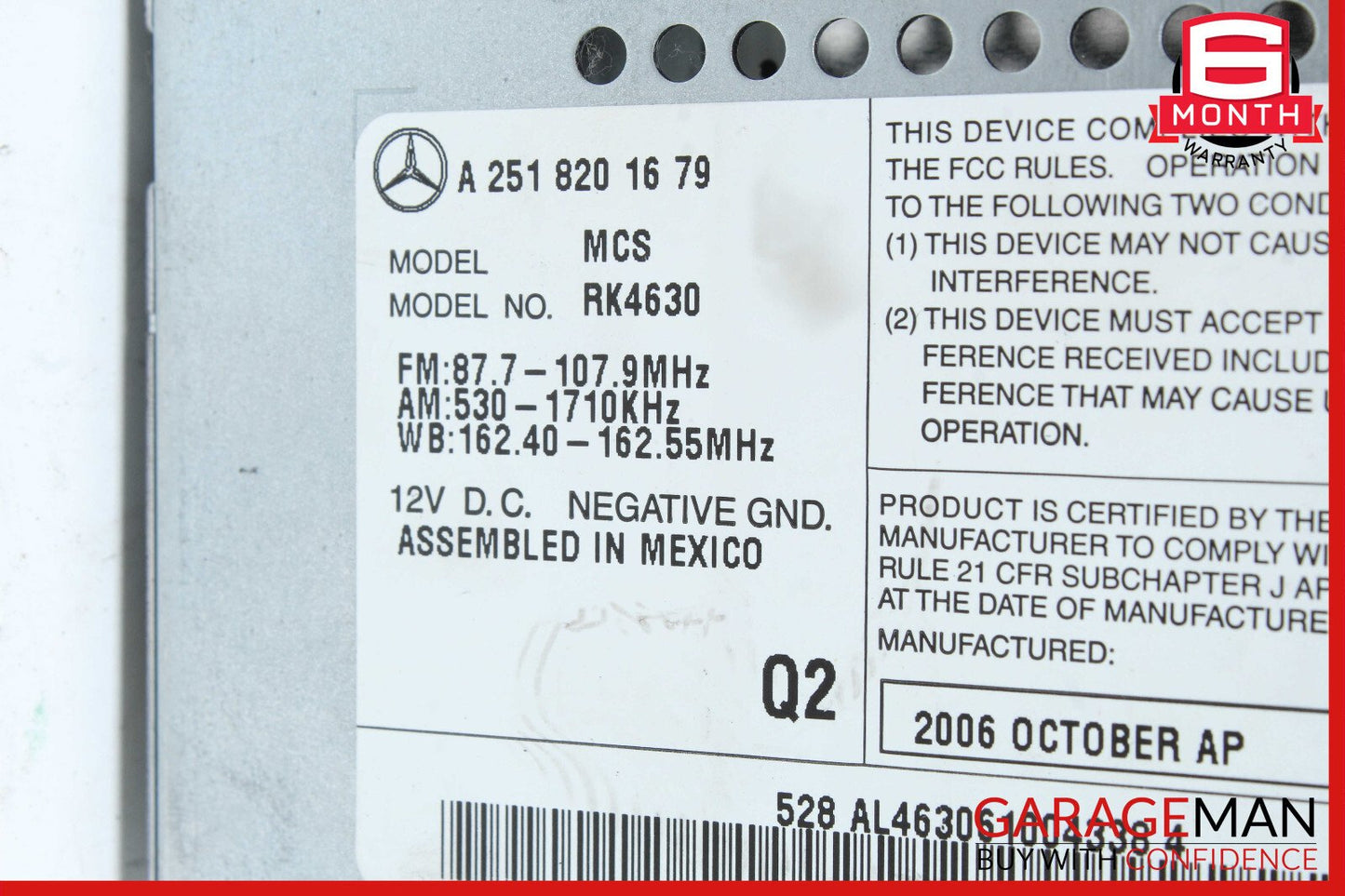 06-08 Mercedes W251 R350 R320 Command Head Unit Navigation Radio CD Player OEM