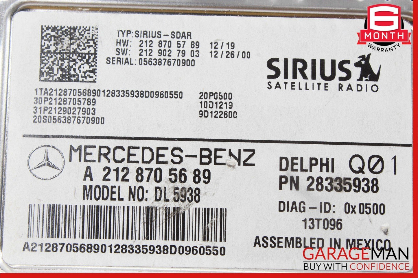 10-16 Mercedes W212 E350 C250 SLK250 Sirius Satellite Radio Receiver Module OEM