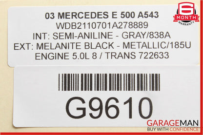03-09 Mercedes W211 E500 E550 Front Left Driver Side Door Window Regulator Motor