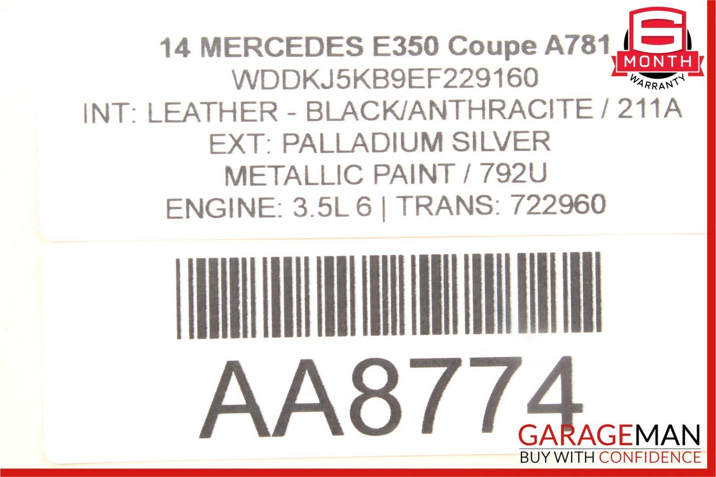 10-13 Mercedes W212 E350 Front Left Side Exterior Door Handle Assembly Silver