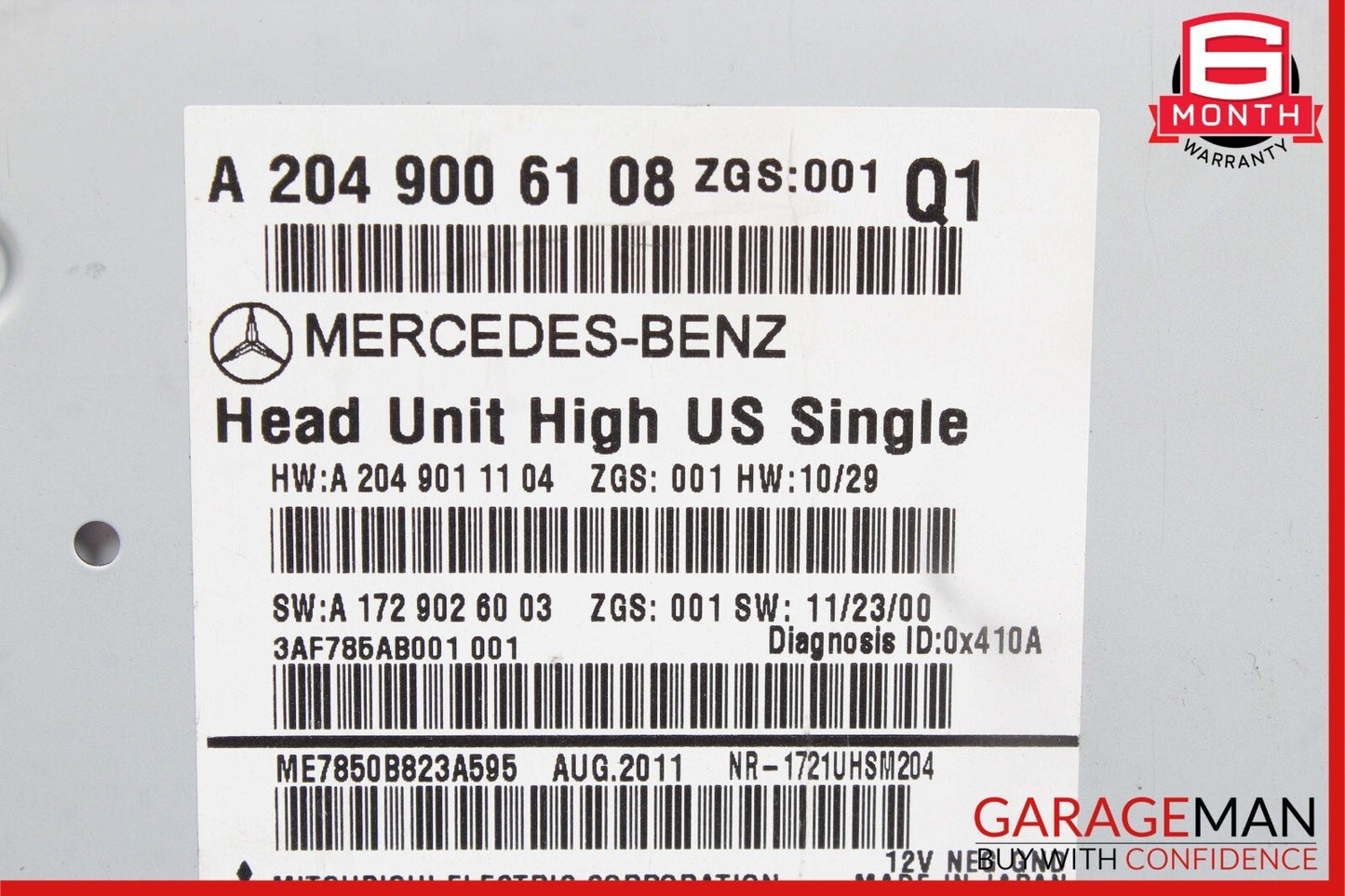 12-14 Mercedes W204 C250 C350 Navigation Comand Head Unit DVD CD Audio Player