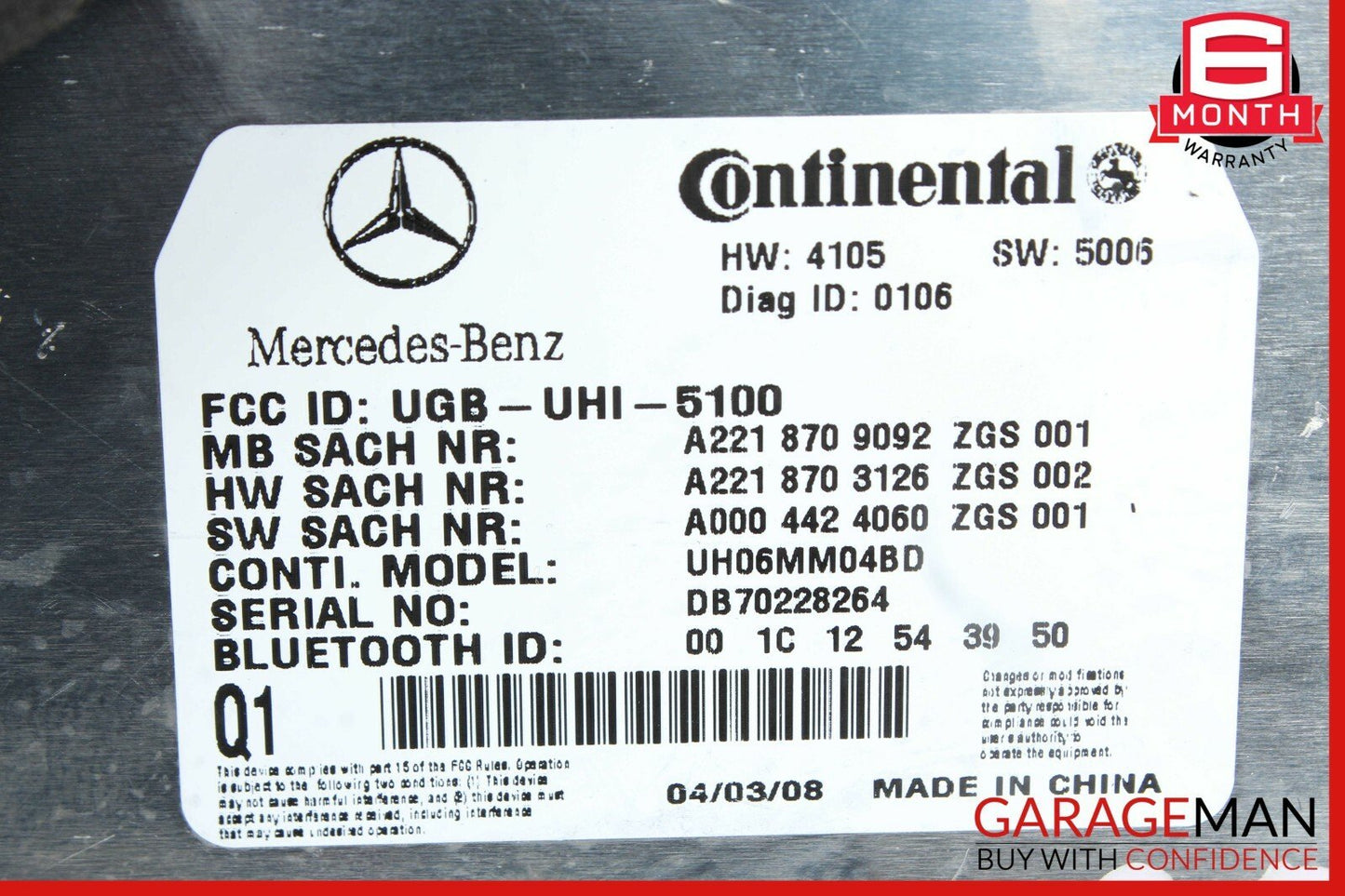 07-09 Mercedes W221 S550 CL550 CL600 Bluetooth Communication Control Module