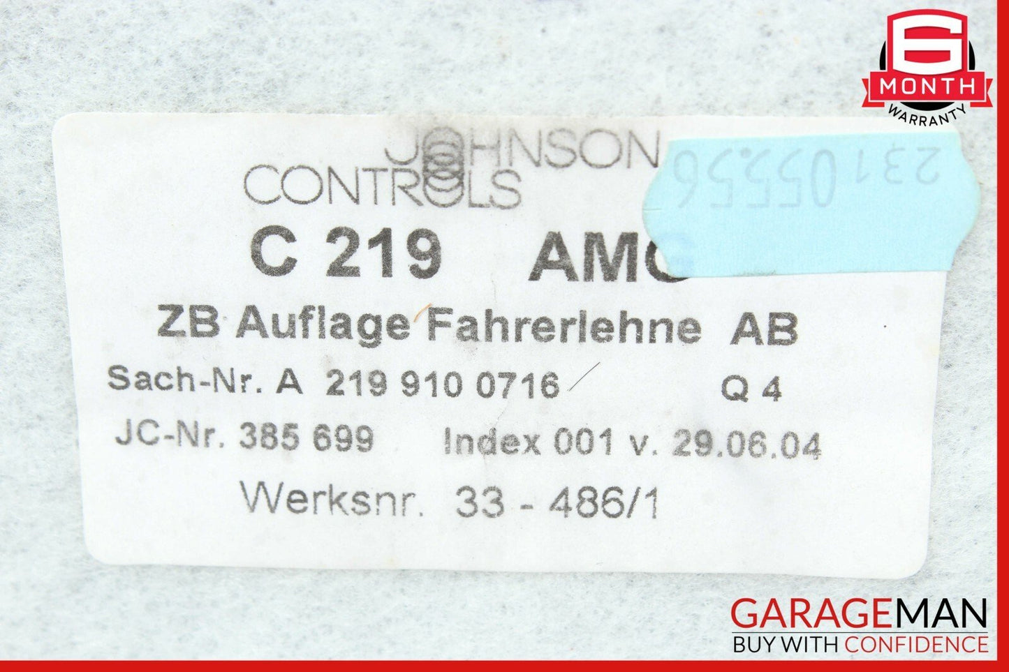 06-11 Mercedes W219 CLS55 AMG Front Left / Right Top Upper Seat Cushion OEM