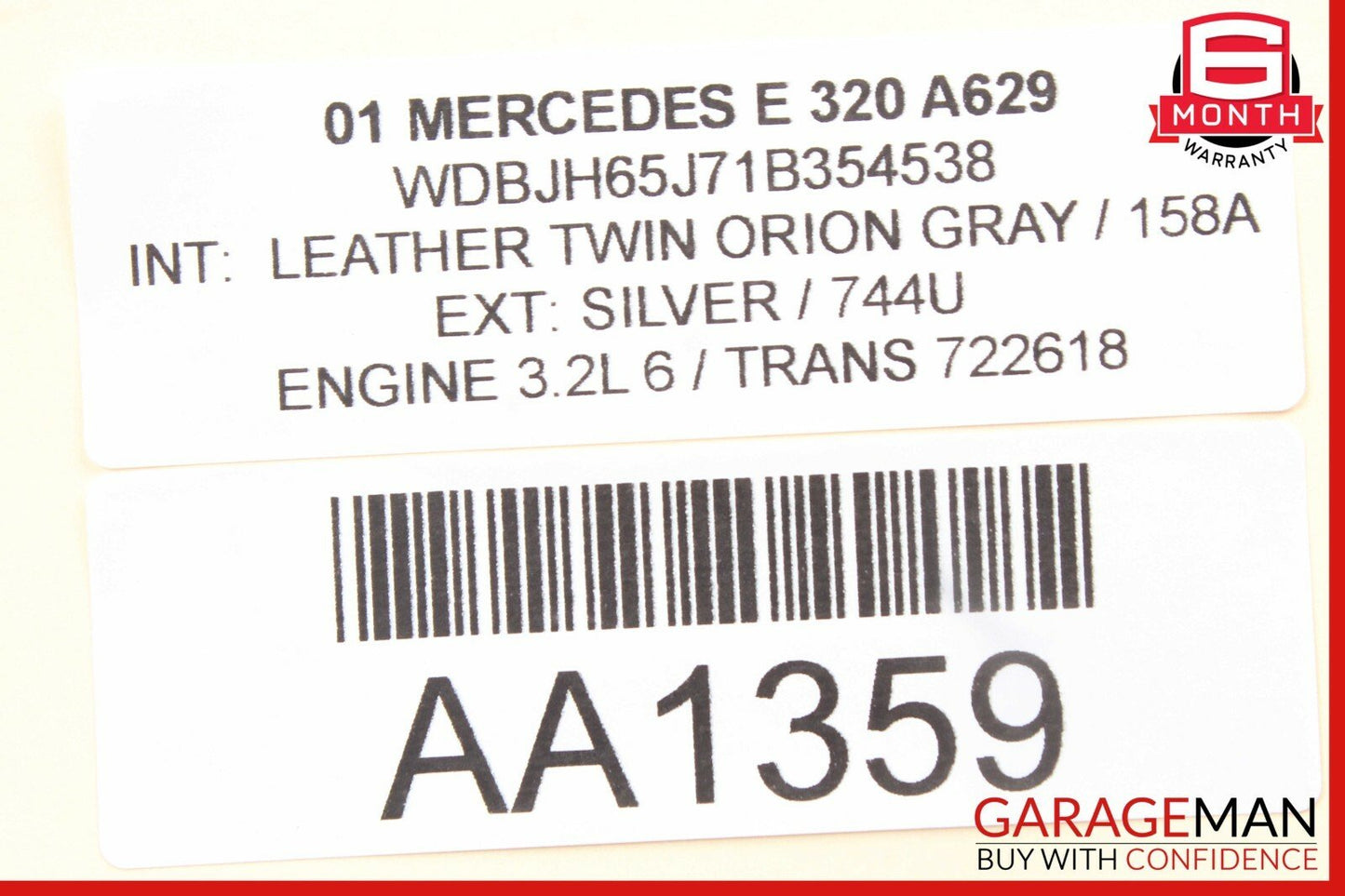 98-02 Mercedes W210 E320 E55 AMG Shift Knob Gear Shifter Leather Gray OEM