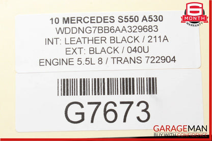 07-13 Mercedes W221 S550 Sun Visor Sunvisor Shade Cover Left Driver Side Gray