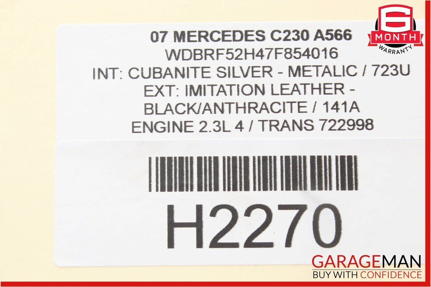 05-07 Mercedes W203 C230 Rear Right Passenger Side Exterior Door Handle Silver
