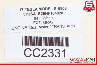 12-20 Tesla Model S Rear Left Driver Side Exterior Door Shell Panel Gray OEM