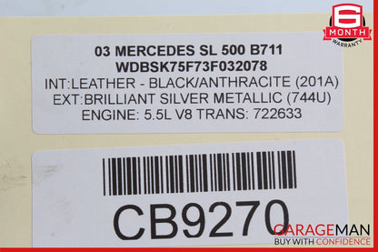 00-06 Mercedes R230 SL500 Rear ABC Hydraulic Suspension Valve Block Assembly