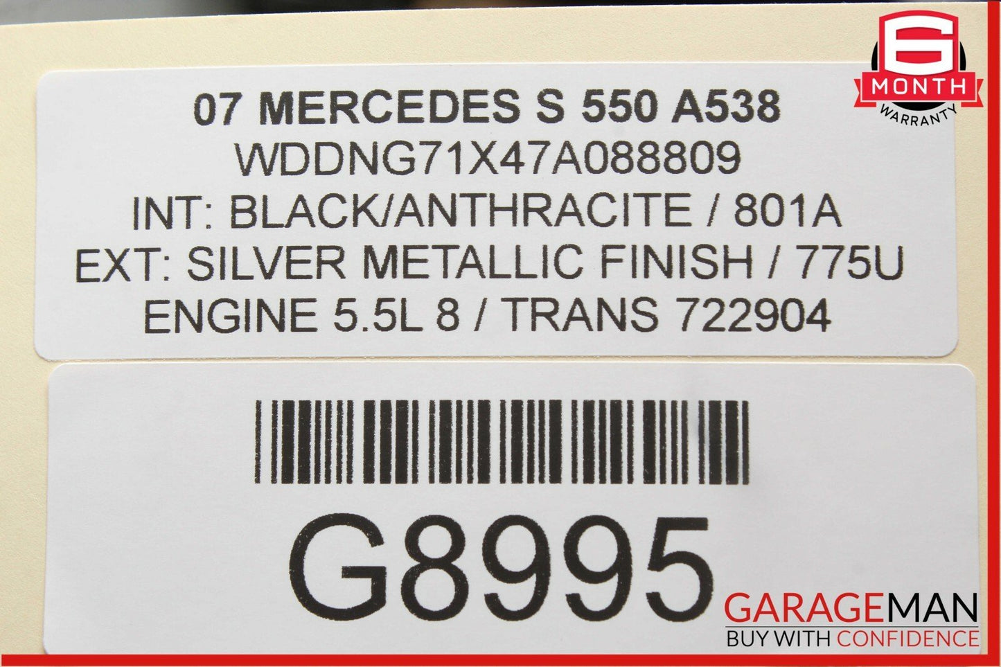 07-13 Mercedes W221 S450 S550 Rear Right Door Window Regulator Motor Assembly