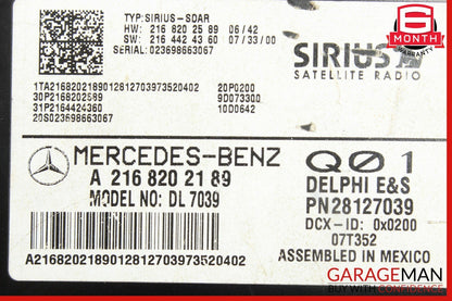 07-11 Mercedes W204 C350 S550 Sirius Satellite Radio Module Receiver DL 7039