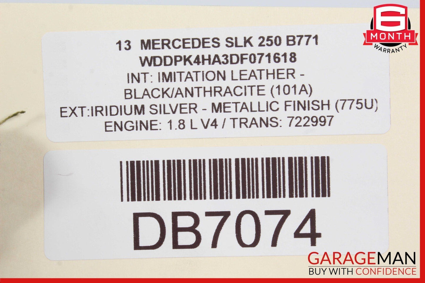 12-16 Mercedes R172 SLK250 SLK300 Front Left Lower Bottom Seat Cushion Cover