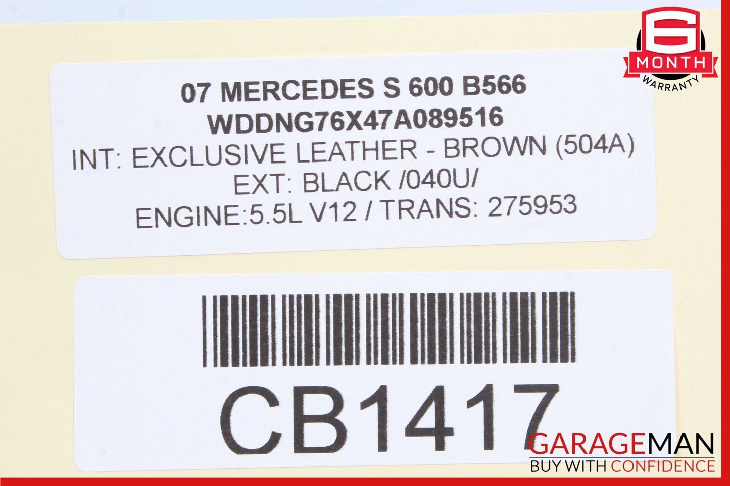 03-14 Mercede W220 S600 CL600 M275 Engine Motor Crankshaft Crank Shaft OEM