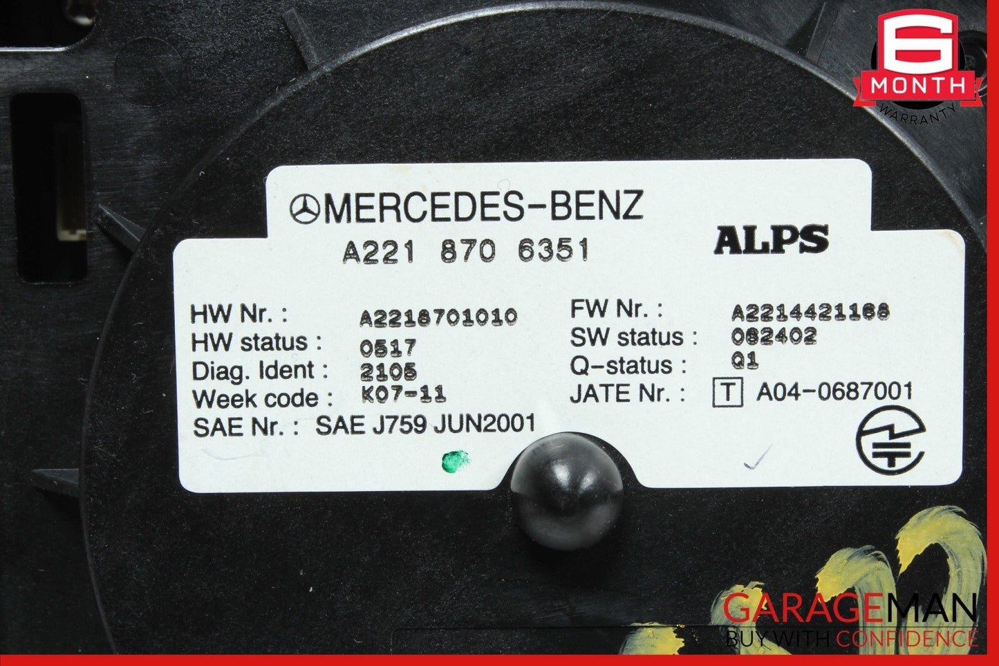 07-09 Mercedes W216 CL550 Center Console Multi Function Switch Controller Assy