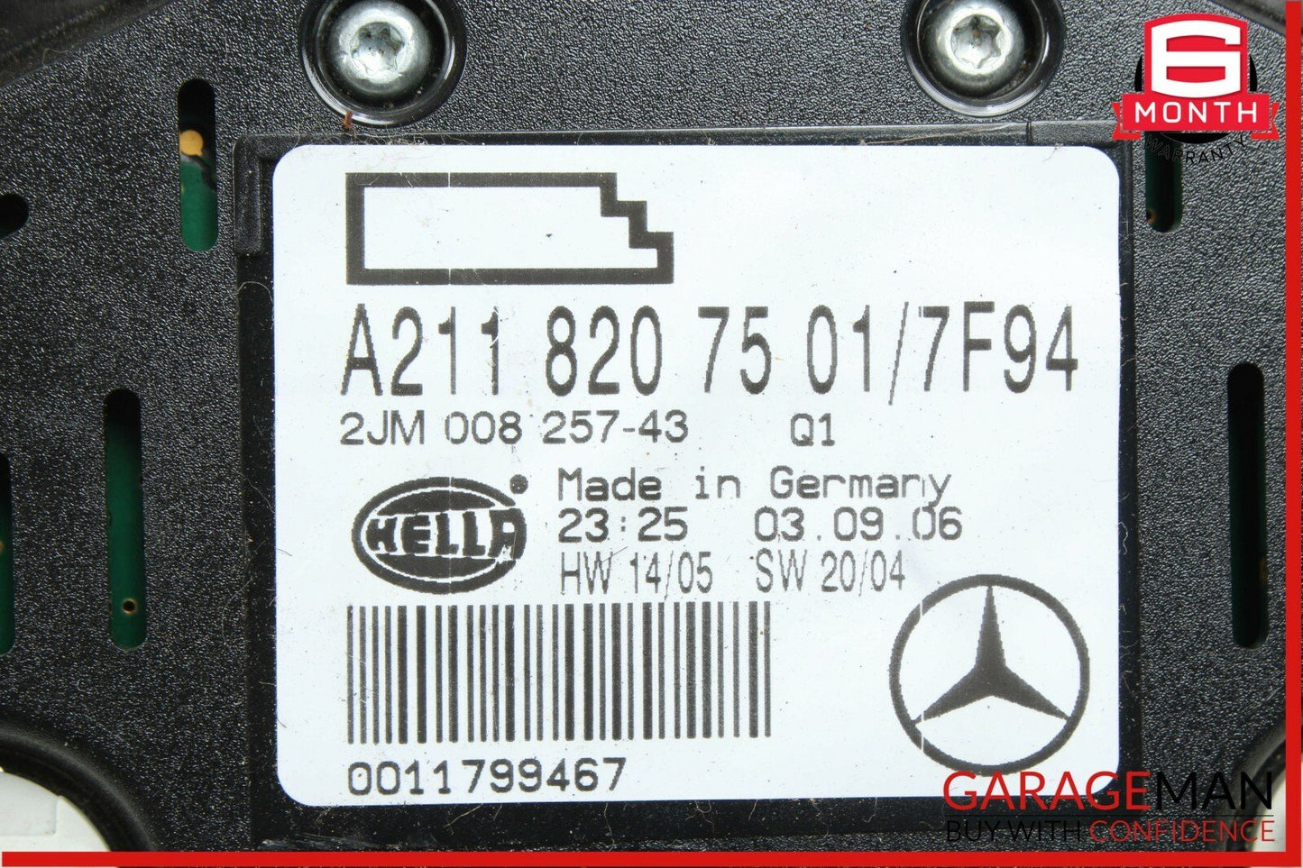 06-11 Mercedes W211 E350 CLS550 Rear Overhead Dome Light Reading Map Grey