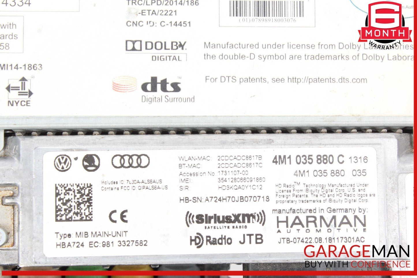 19-24 Audi Q7 Dash Dashboard Radio Receiver Control Module Unit 4M8035317A OEM