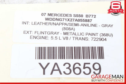 07-09 Mercedes W221 S500 S600 Front Right Side Rear View Door Mirror Flintgray