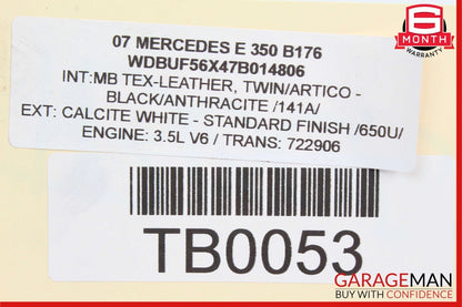 07-09 Mercedes E350 RWD Right Power Steering Rack & Pinion Tie Rod Control Arm