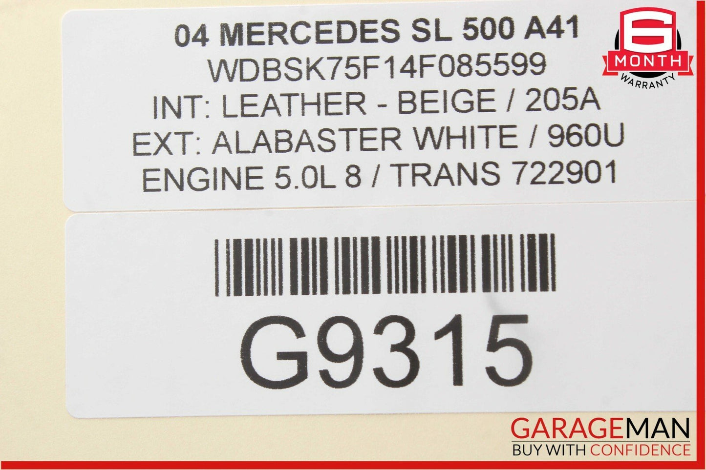 03-06 Mercedes R230 SL500 Rear Cargo Strap Luggage Trim Cover Panel Beige