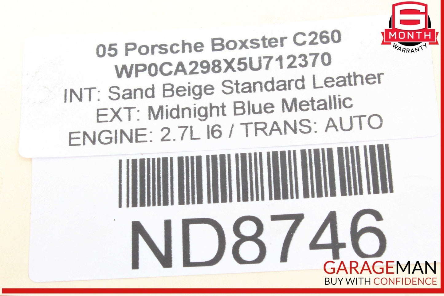 05-08 Porsche Boxster 987 MAF Mass Air Flow Sensor 98760612500 OEM