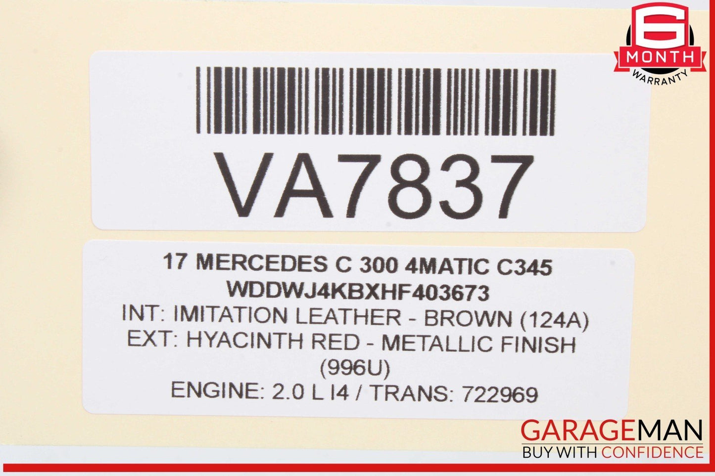 15-23 Mercedes W205 C300 4MATIC Front Right Side Knee Airbag Air Bag OEM