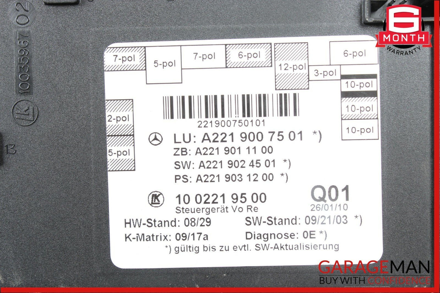 10-13 Mercedes W221 S550 S63 AMG Front Right Door Control Module 2219007501 OEM