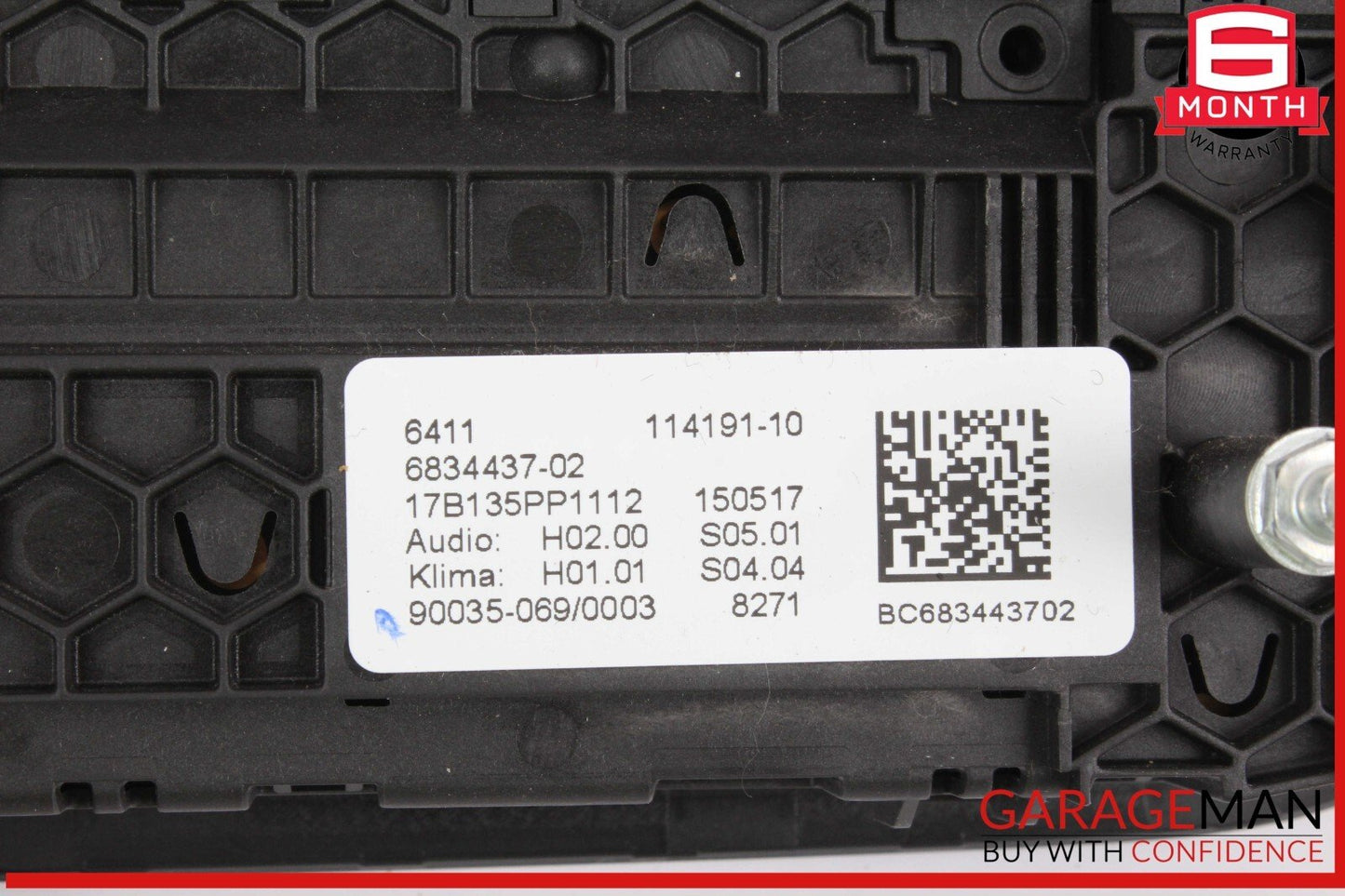 17-20 BMW 530E AC A/C Climate Control Audio Radio Switch Panel 6834437 OEM